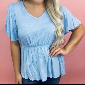 I've got you babydoll top- sky blue
